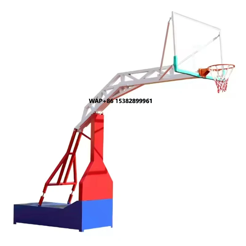 Basketball Hoop Outdoor - ห่วงบาสเก็ตบอลแบบพกพาปรับระดับได้ พร้อมแผ่นหลังกระจกนิรภัย สำหรับใช้ในร่ม/กลางแจ้ง ปรับความสูงได้ง่าย
