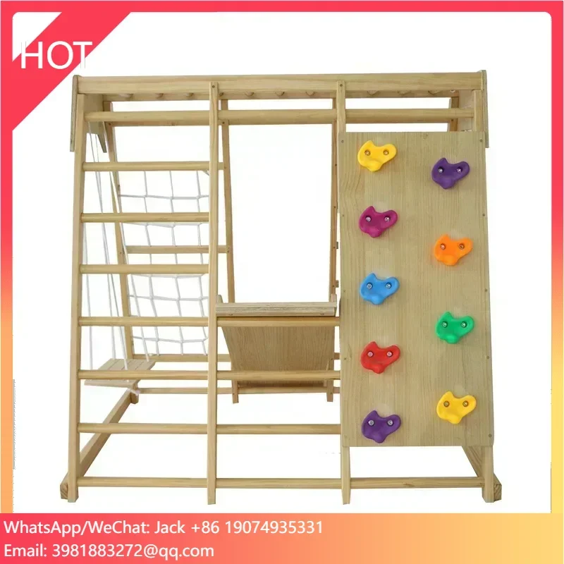 Kids Outdoor Jungle Gym With Slide - ชุดเครื่องเล่นปีนป่ายสำหรับเด็กเล็ก ปี 2025 ขายส่ง อุปกรณ์สนามเด็กเล่นในร่มและกลางแจ้ง พร้อมสไลเดอร์และผนังปีนเขา