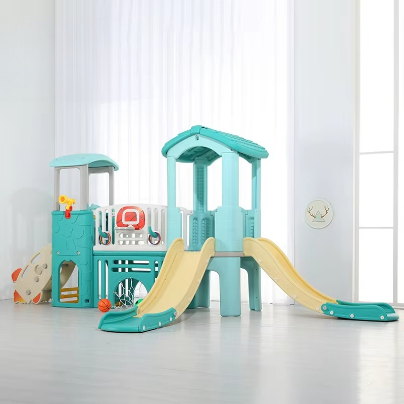Kids Outdoor Slide Set - บ้านเด็กเล่นพลาสติกพร้อมสไลเดอร์สำหรับเด็กเล็ก สนามเด็กเล่นกลางแจ้ง บ้านเด็กเล่นในร่ม ชุดอุปกรณ์สนามเด็กเล่น