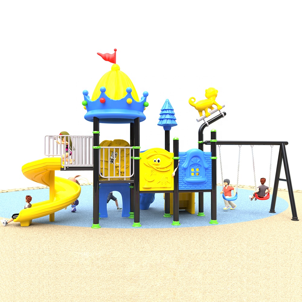 Kids Outdoor Slide Set - ชุดสไลเดอร์และชิงช้าพลาสติกสำหรับเด็ก สนามเด็กเล่นกลางแจ้งสำหรับศูนย์รับเลี้ยงเด็ก ขายส่งอเนกประสงค์