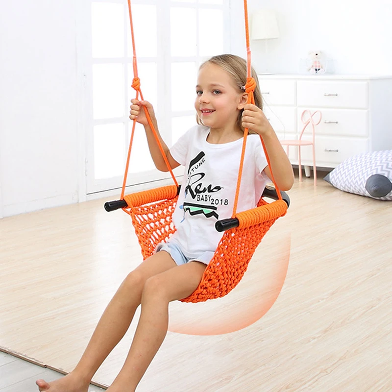 Kids Outdoor Nest Swing - เปลญวนเด็ก ชิงช้าถักมือ ของเล่นสนามเด็กเล่นในร่ม ชิงช้าเชือกตาข่ายสนามหญ้า อุปกรณ์การศึกษา เกมส์เพื่อความบันเทิง