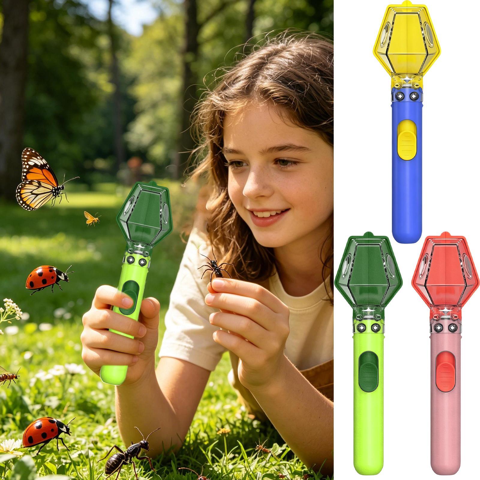 Kids Outdoor Education - เครื่องดักแมลงแบบพกพาอเนกประสงค์ กล่องใสแบบกดสำหรับดูแมลง เหมาะสำหรับเด็กๆ กิจกรรมการเรียนรู้และเล่นกลางแจ้ง