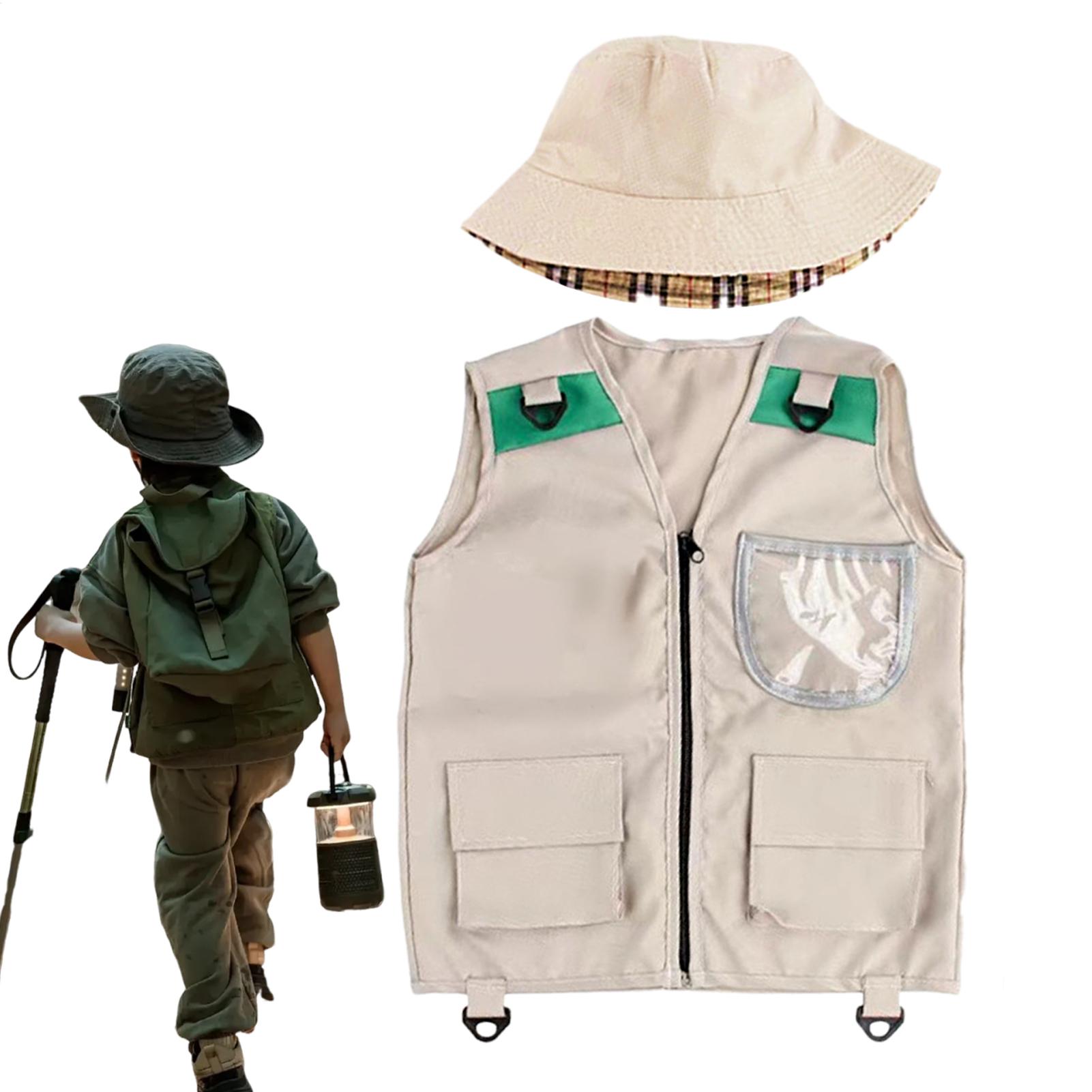 Kids Outdoor Zoo - เด็กตกปลาเสื้อกั๊กล้างทําความสะอาดได้เด็กวัยหัดเดินเสื้อกั๊กหมวกกีฬาเล่นกลางแจ้งของเล่นสําหรับปาร์ตี้ Park ทัวร์กลางแจ้ง Jungle Hike Play