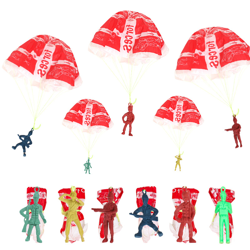 Kids Outdoor Exercise Equipment - 10pcs พลาสติก Ejecting ร่มชูชีพของเล่นกลางแจ้งทหารมือโยนร่มชูชีพของเล่นสําหรับของขวัญเด็กความแปลกใหม่กีฬาเกม