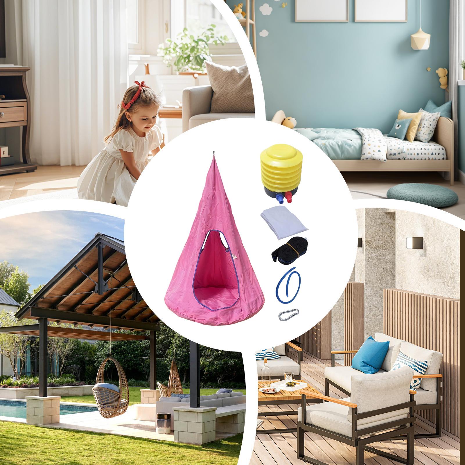 Kids Outdoor Nest Swing - เปลญวนเด็กแบบมีเบาะรองนั่ง รับน้ำหนักได้สูงสุด 150 กก. อเนกประสงค์ ปรับได้
