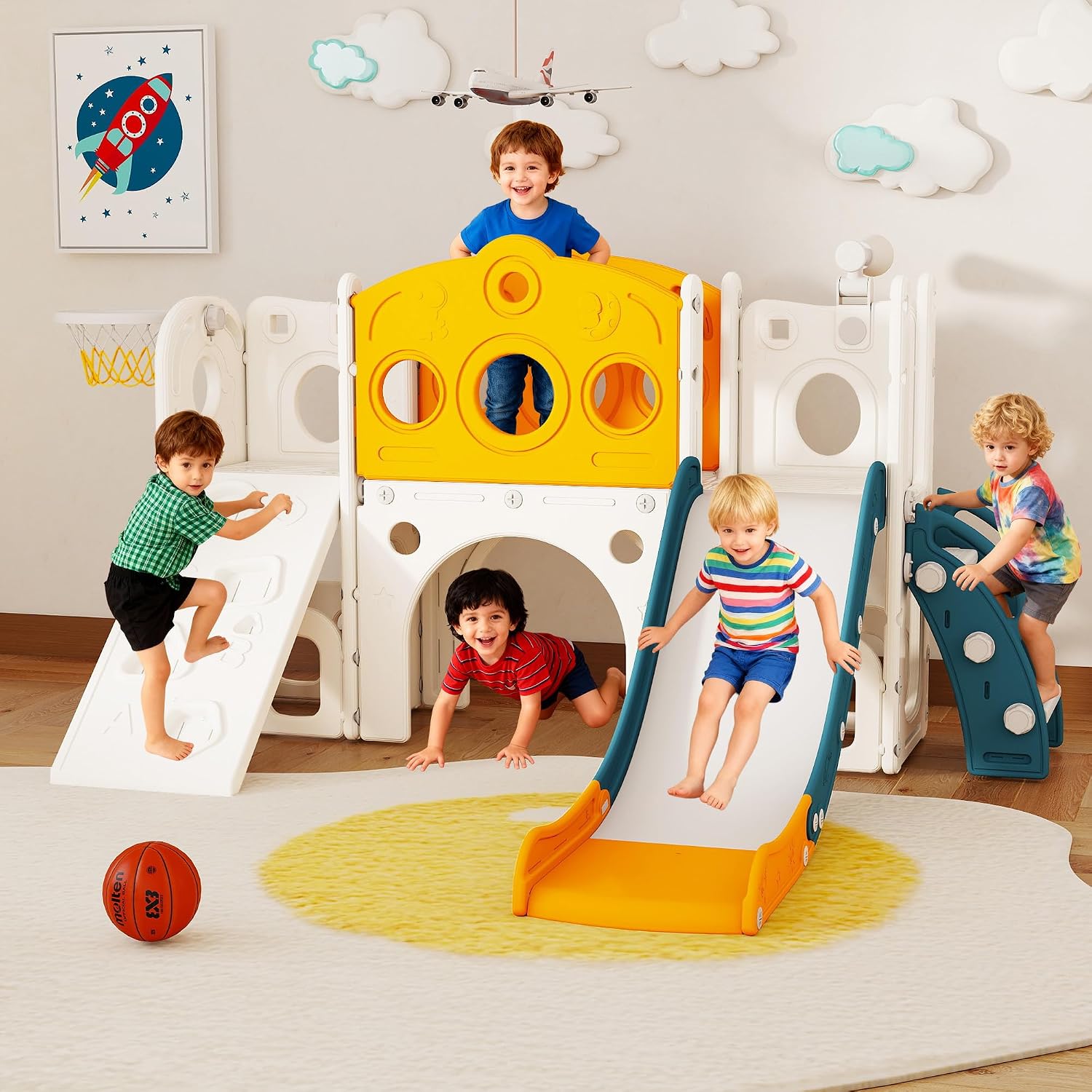 Kids Outdoor Slide Set - ชุดสไลด์เด็ก 9 in 1 สำหรับสนามเด็กเล่นในร่มและกลางแจ้ง สนุกสนานสำหรับเด็กอายุ
