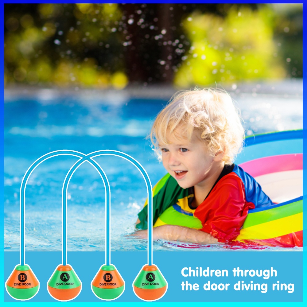 Kids Indoor Outdoor Games - ชุดอุปกรณ์ดำน้ำ 2 ชิ้น/ชุด ห่วงยางว่ายน้ำรูปประตู สนุกสนานสำหรับกีฬาทางน้ำ ใช้ซ้ำได้
