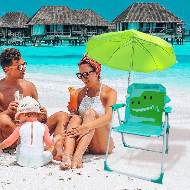 Kids Outdoor Umbrella - เด็กร่มเก้าอี้เก้าอี้ทรายชายหาดร่มทรายทนลมที่นั่ง Parasol สําหรับเดินทางกลางแจ้งสนามหญ้า Garden Patio