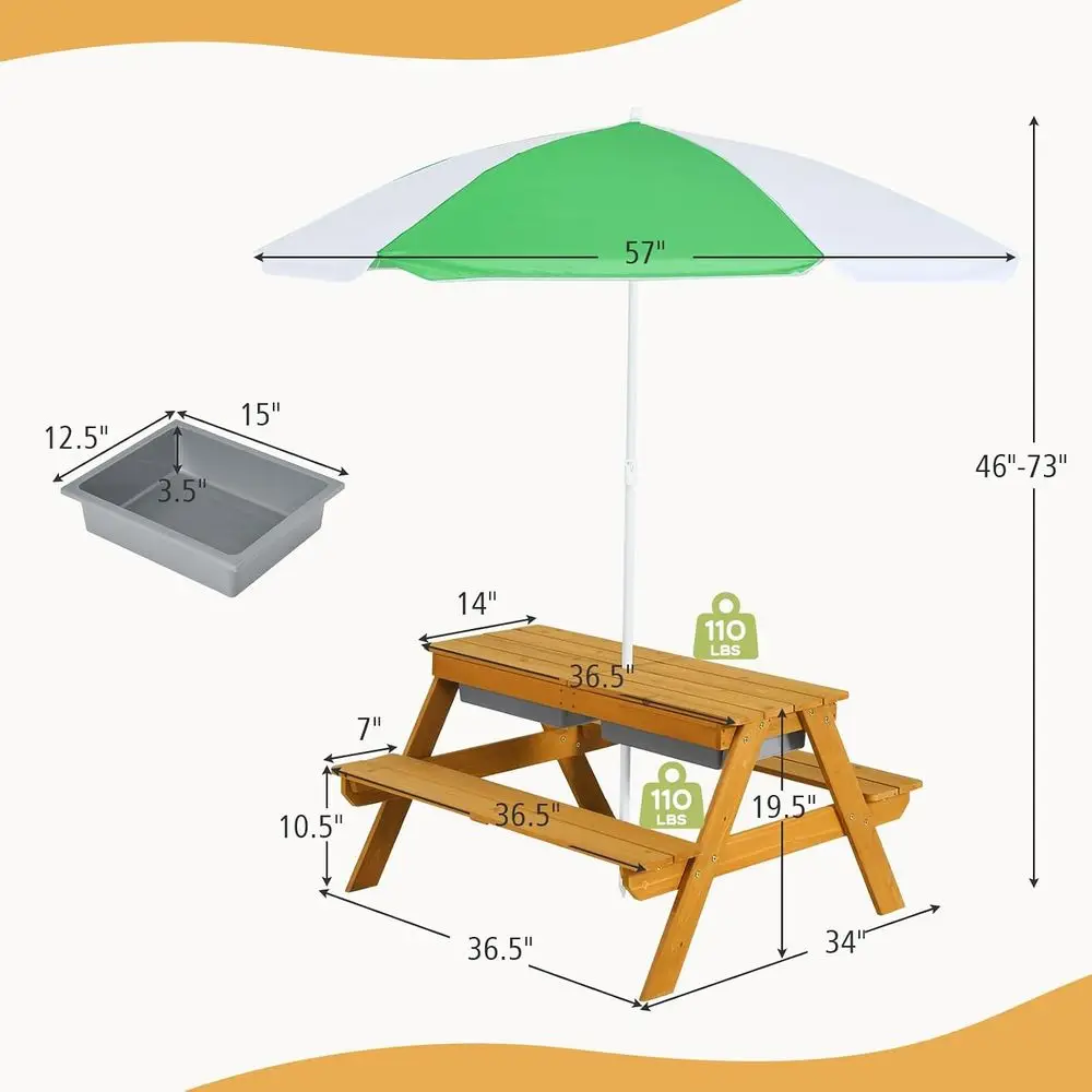 โต๊ะปิกนิกเด็กแบบปรับความสูงได - Kids Outdoor Umbrella บทวิจารณ์และราคา