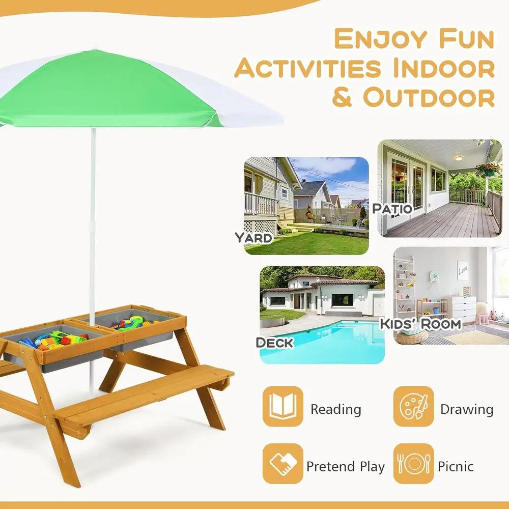 โต๊ะปิกนิกเด็กแบบปรับความสูงได - Kids Outdoor Umbrella บทวิจารณ์และราคา