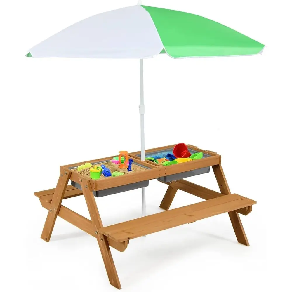 โต๊ะปิกนิกไม้ 4-in-1 สำหรับเล่ - Kids Outdoor Umbrella บทวิจารณ์และราคา