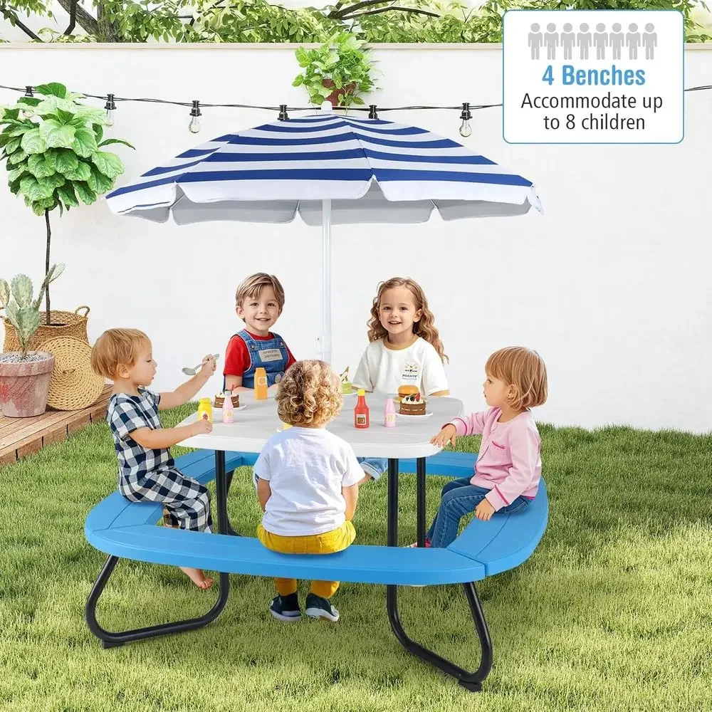 โต๊ะปิกนิกสำหรับเด็ก 8 ที่นั่ง - Kids Outdoor Umbrella บทวิจารณ์และราคา