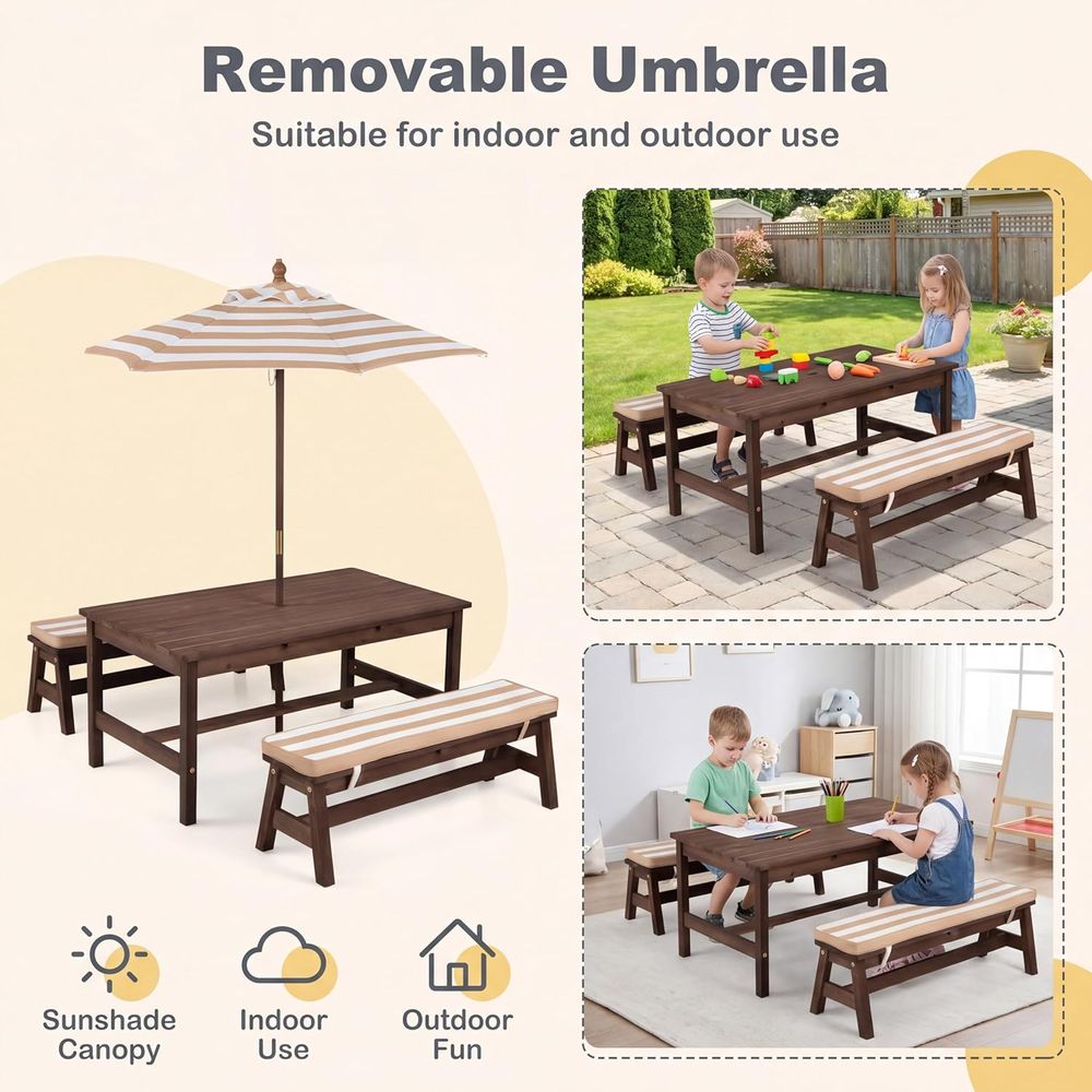 โต๊ะปิกนิกสำหรับเด็ก โต๊ะขนาดใ - Kids Outdoor Umbrella บทวิจารณ์และราคา