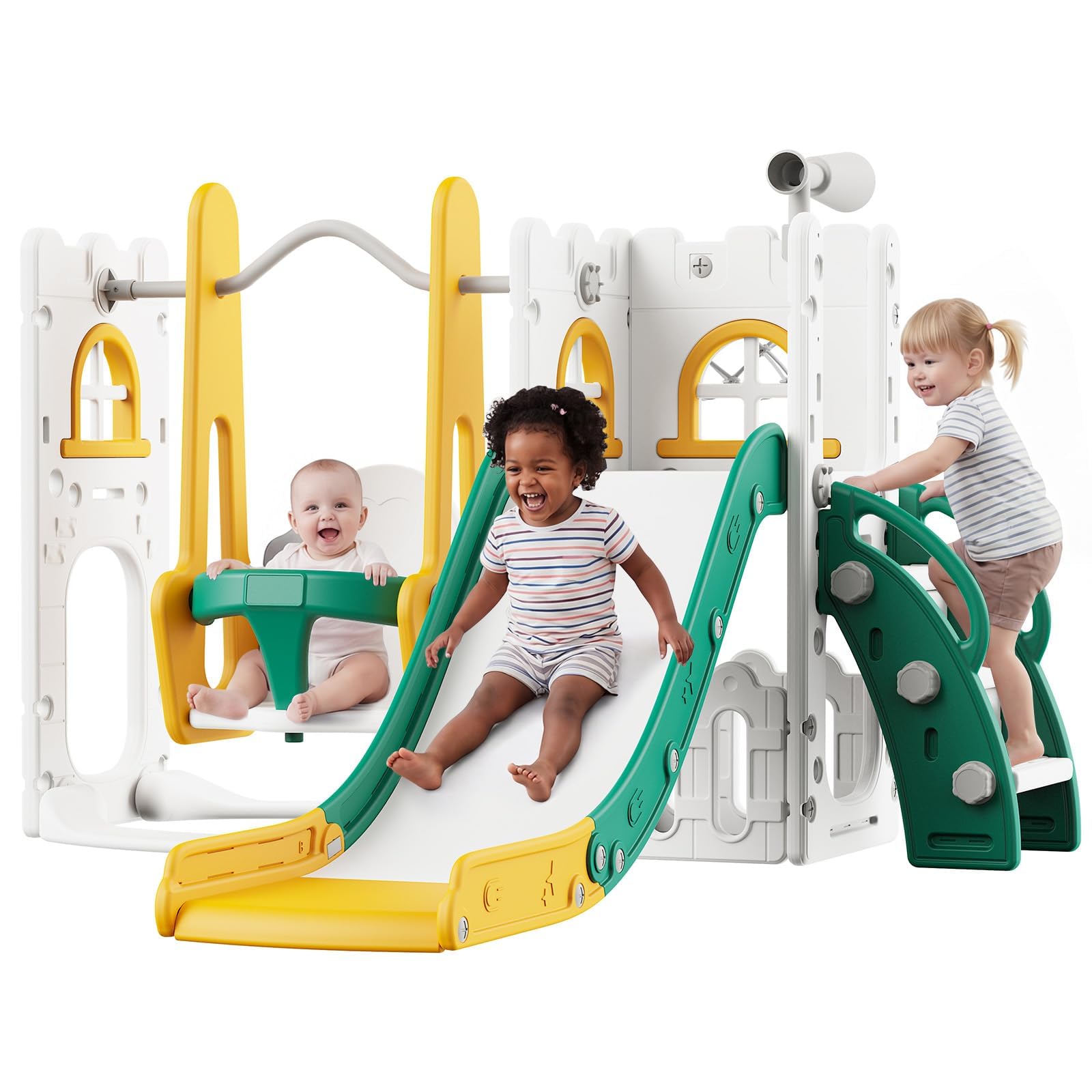 ชุดสไลด์และชิงช้า 7 in 1 สำหรั - Kids Outdoor Slide Set บทวิจารณ์และราคา