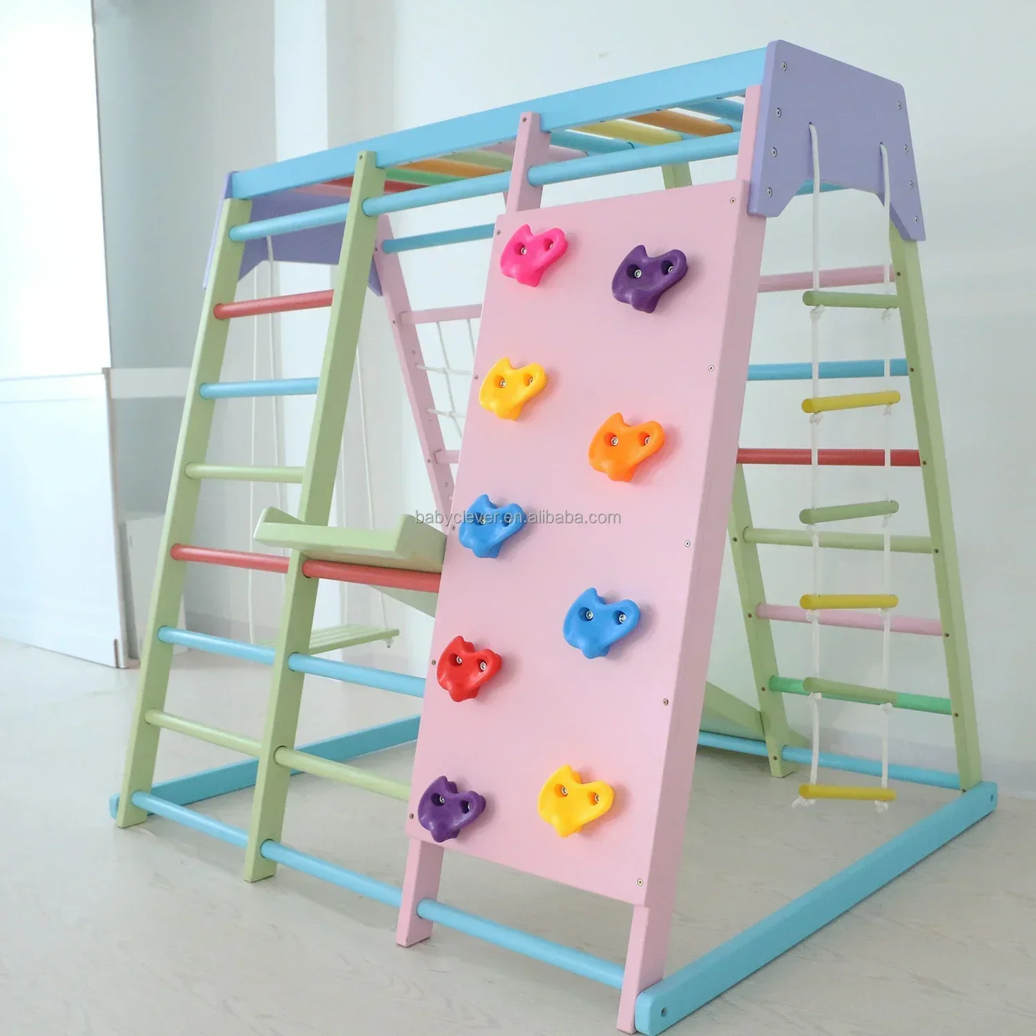ชุดเครื่องเล่นปีนป่ายสำหรับเด็ - Kids Outdoor Jungle Gym With Slide บทวิจารณ์และราคา