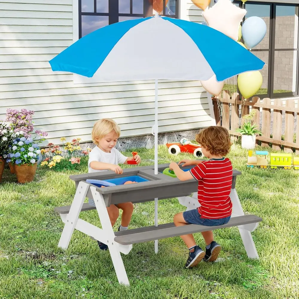 โต๊ะปิกนิกไม้แบบ 3-in-1 สำหรับ - Kids Outdoor Umbrella บทวิจารณ์และราคา