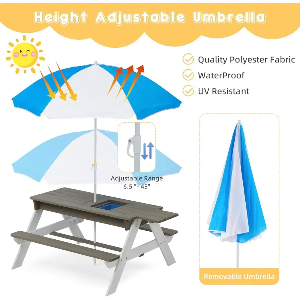 โต๊ะปิกนิกไม้แบบ 3-in-1 สำหรับ - Kids Outdoor Umbrella บทวิจารณ์และราคา