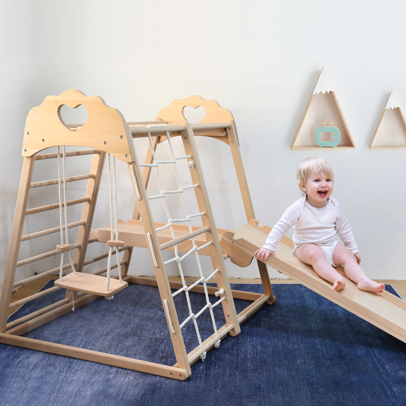 ชุดเครื่องเล่นสนามเด็กเล่นกลาง - Kids Outdoor Jungle Gym With Slide บทวิจารณ์และราคา