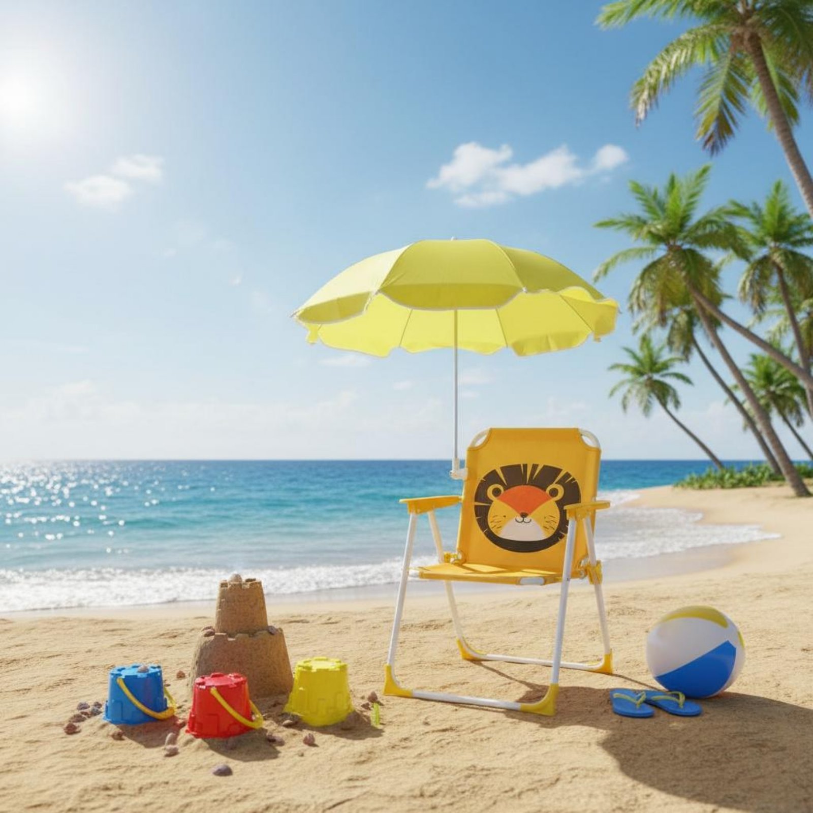เก้าอี้ชายหาดสำหรับเด็กพร้อมร่ - Kids Outdoor Umbrella บทวิจารณ์และราคา
