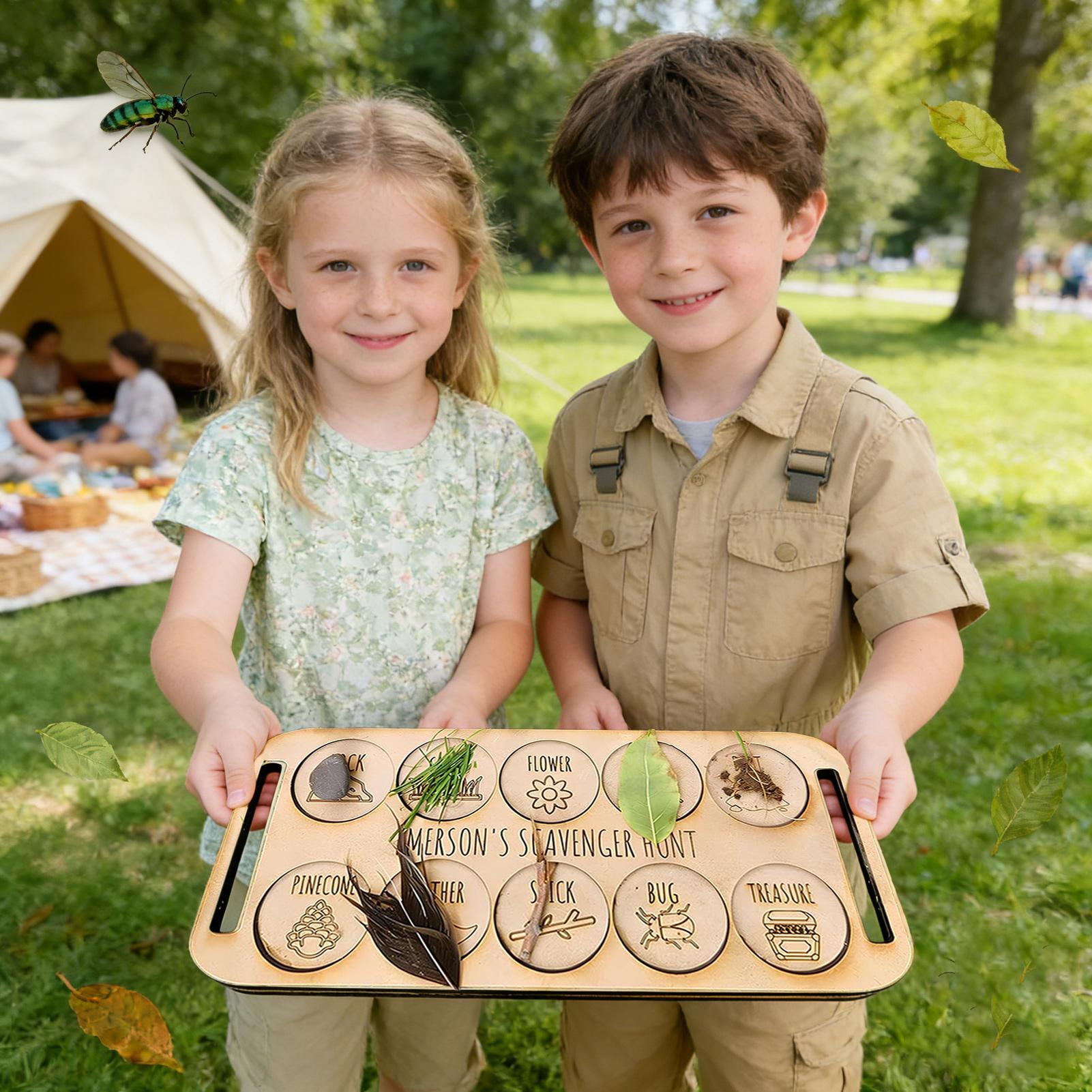 เกมล่าสมบัติสำหรับเด็ก ถาดไม้ส - Kids Outdoor Nature Scavenger Hunt บทวิจารณ์และราคา