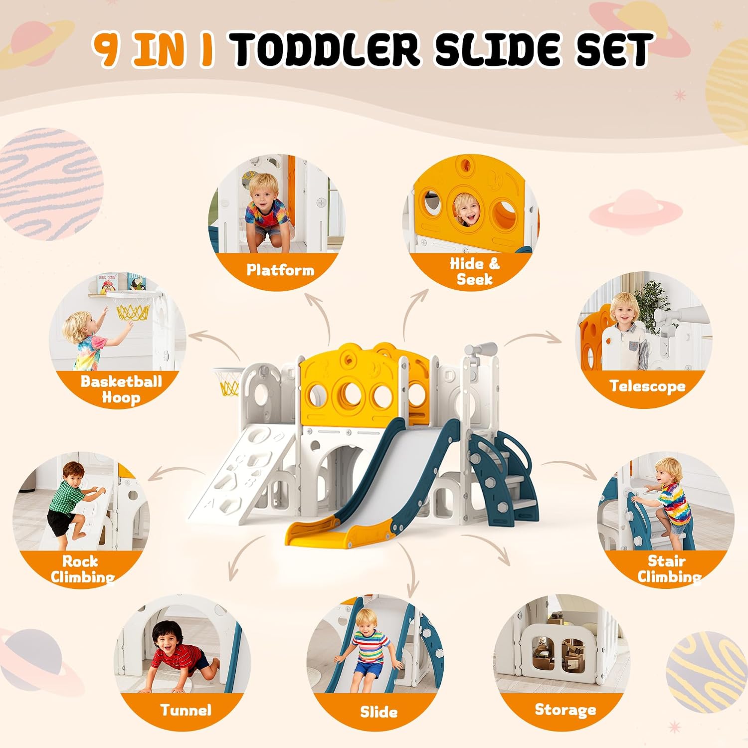 ชุดสไลด์เด็ก 9 in 1 สำหรับสนาม - Kids Outdoor Slide Set บทวิจารณ์และราคา