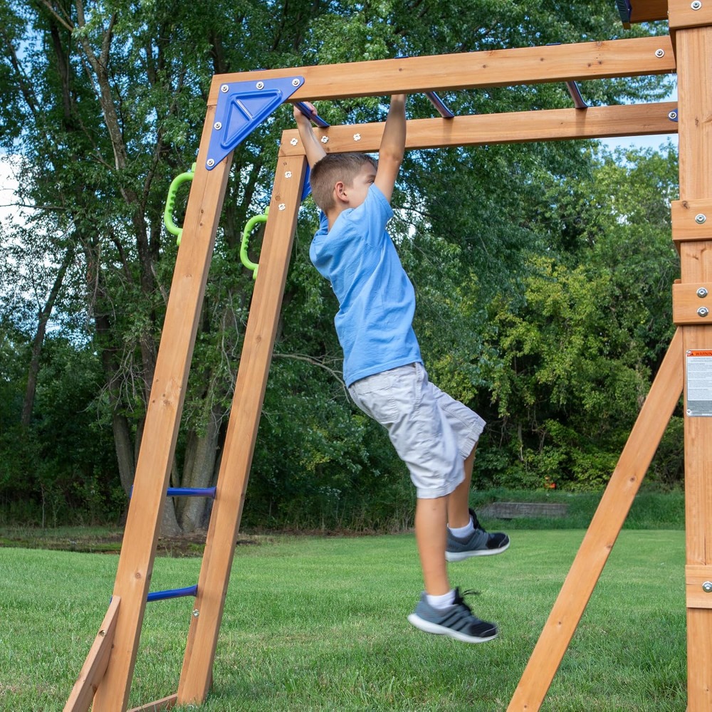 ชุดชิงช้าไม้ซีดาร์สำหรับสนามหล - Kids Outdoor Monkey Bars บทวิจารณ์และราคา