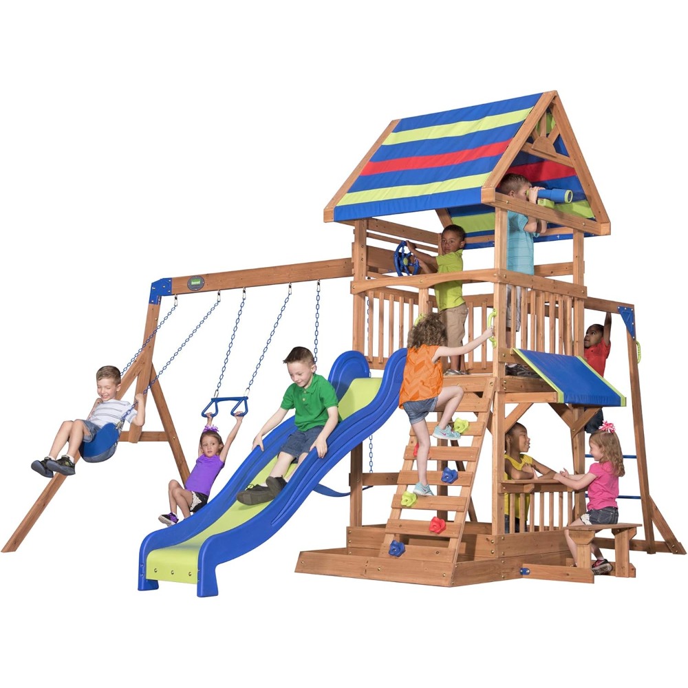 ชุดชิงช้าไม้ซีดาร์สำหรับสนามหล - Kids Outdoor Monkey Bars บทวิจารณ์และราคา